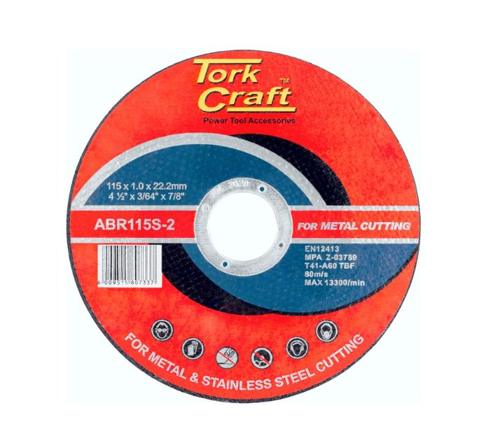 Tork Craft Cutting Disc Steel & Stainless Steel 115 x 1.0 x 22.2mm - Buildmat Welkom
