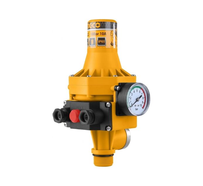 Ingco 10 Bar/10A Automatic Pump Control with Pressure Gauge - Buildmat Welkom